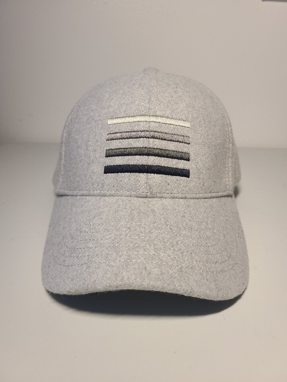 Hudson's Bay Company Mens Gray Wool Blend Baseball Cap with Striped Embroidery